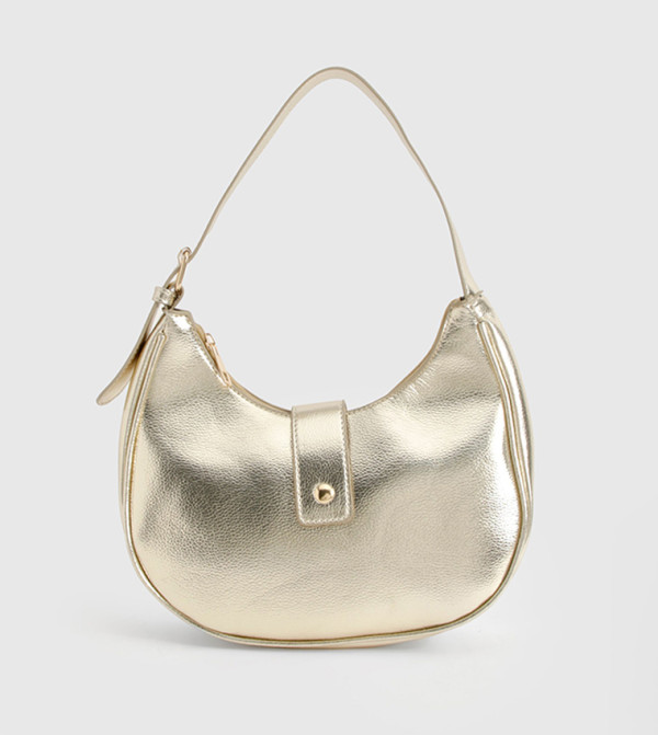 Half Moon Leather Look Shoulder Bag