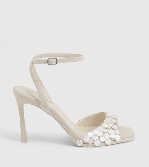 Shell Trim Detail 2 Part Heel Sandals