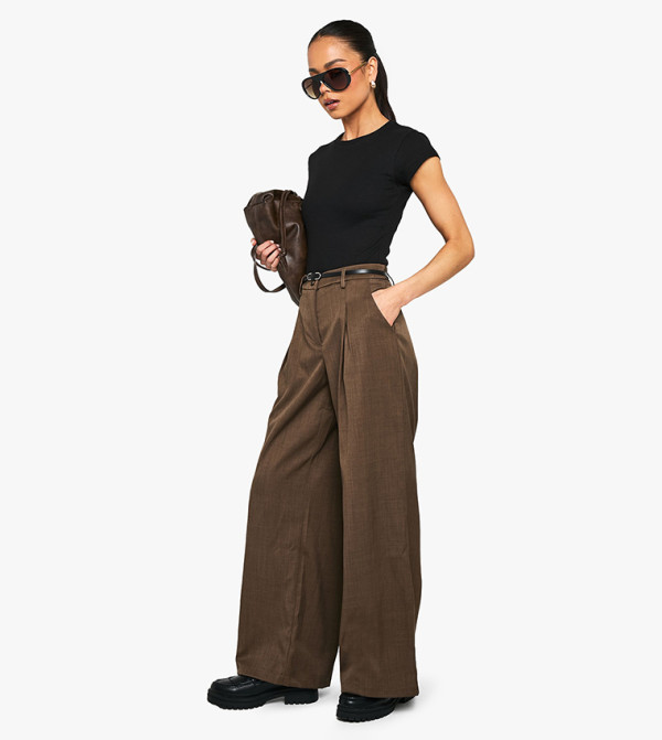 Tailored Pleated Wide Leg Trousers