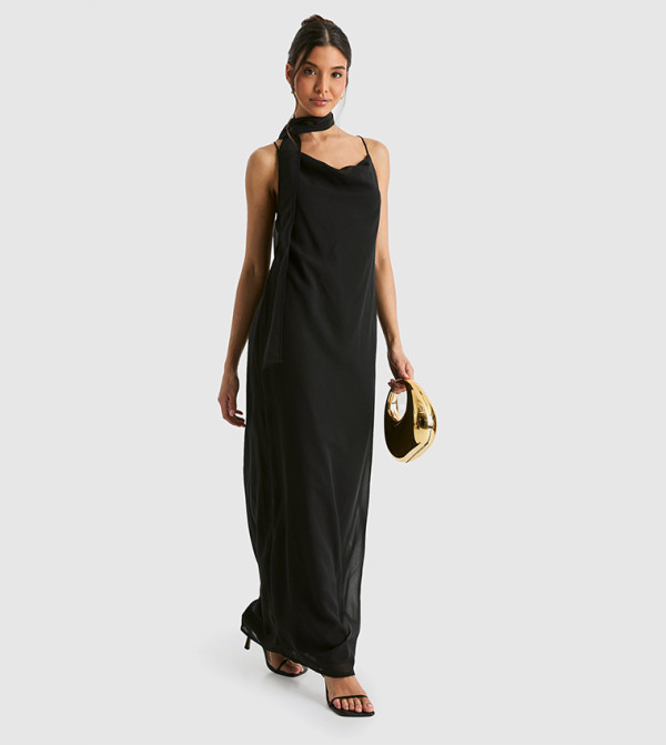 Chiffon Slip Dress with Neck Tie