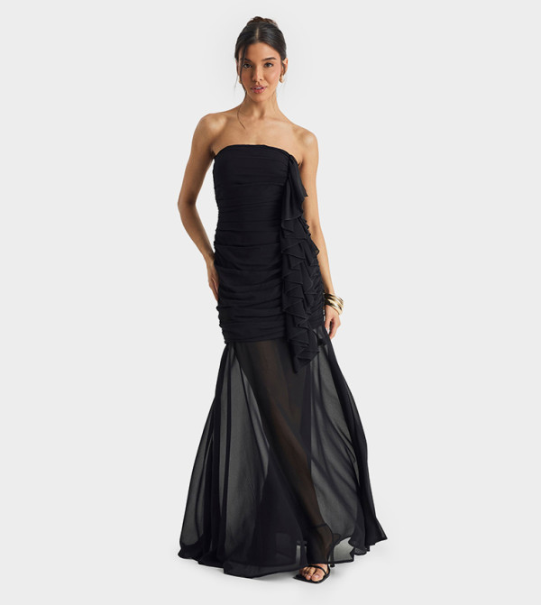 فستان ماكسي شيفون بكسرات