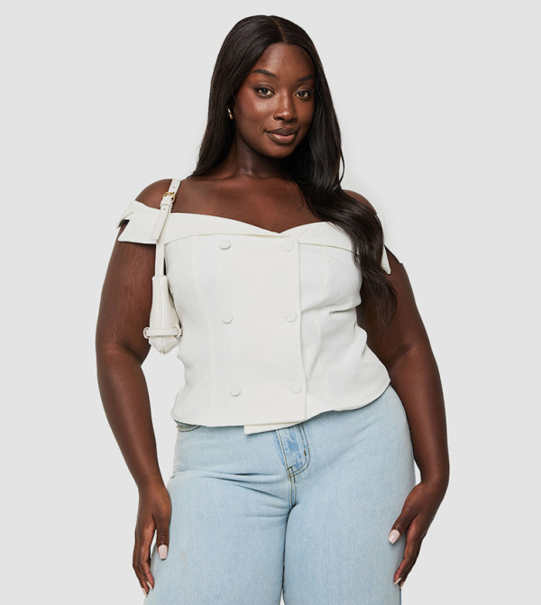 Curve Occasion Tailored Off Shoulder Top