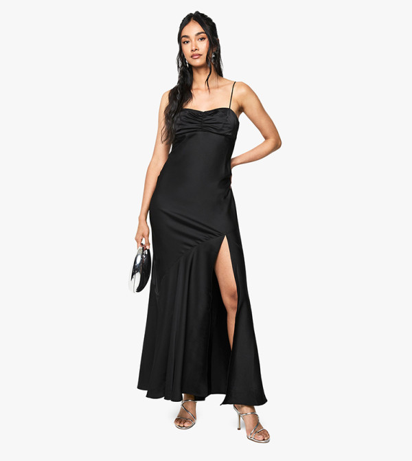 فستان ماكسي ساتان بحمالات