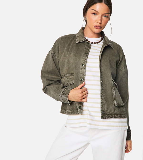 Washed Pocket Detail Denim Jacket