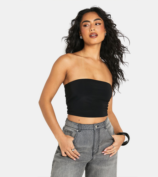 Double Layer Slinky Double Layer Bandeau Top