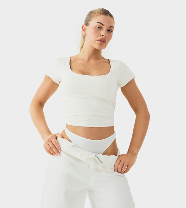 Buttery Soft Built In Padded Cap Sleeves Crop Top