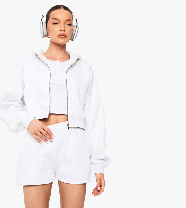 High Waist Sweat Shorts With Internal Drawcord