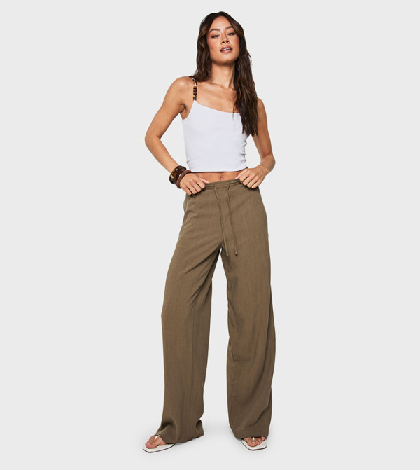 بنطال واسع كتان للمقاسات الطويلة