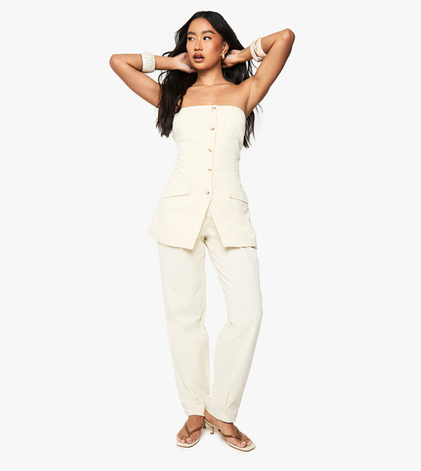 Linen Tailored Straight Fit Trousers