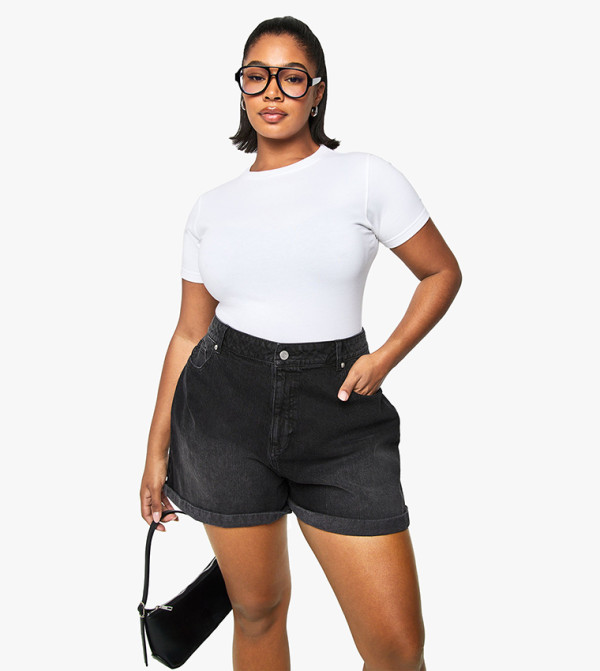 Curve Denim Mom Fit Shorts