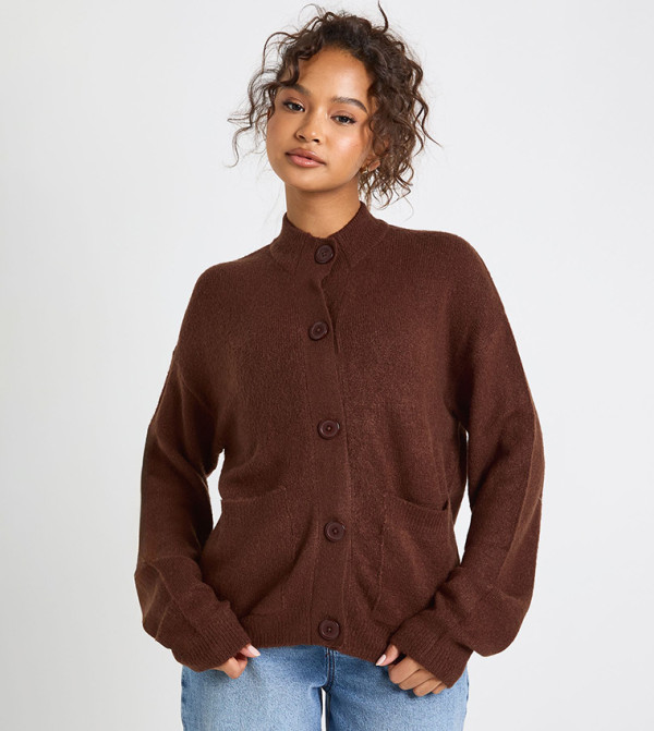 كارديغان منسوج كم طويل 