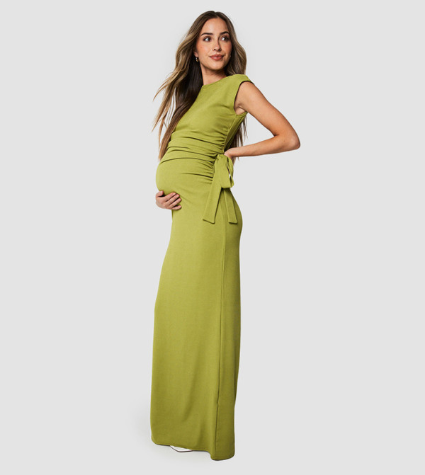 Maternity Ribbed Tie Detail Maxi Dress