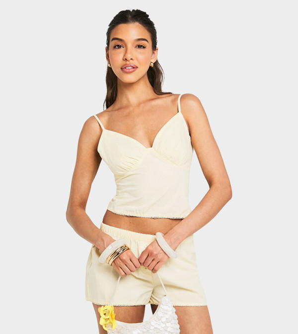 Ruched Shoulder Strap Cami Top