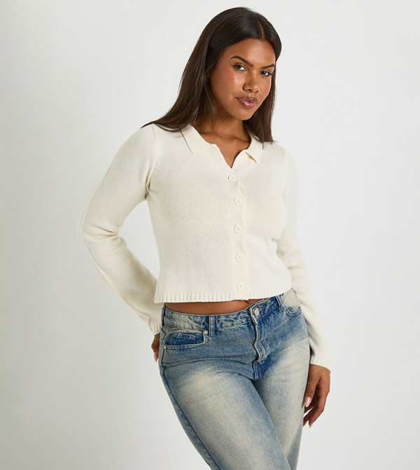 Ribbed Knit Long Sleeves Cardigan