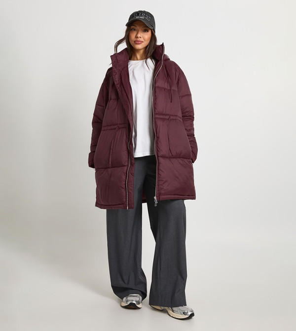 Cinched Waist Hooded Puffer Jacket