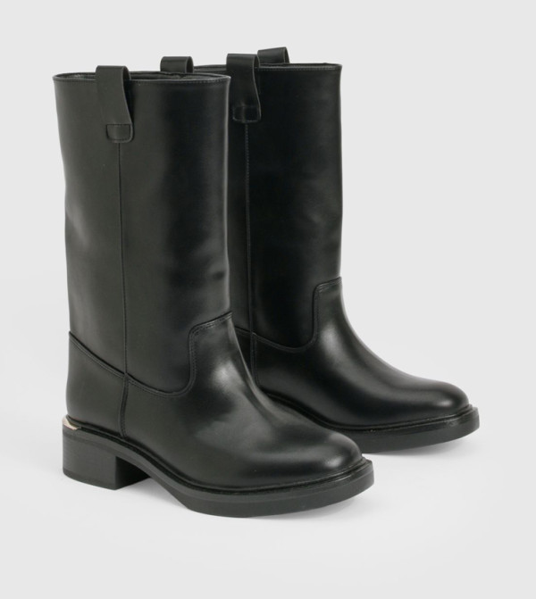 Wide Fit Column Calf High Boots