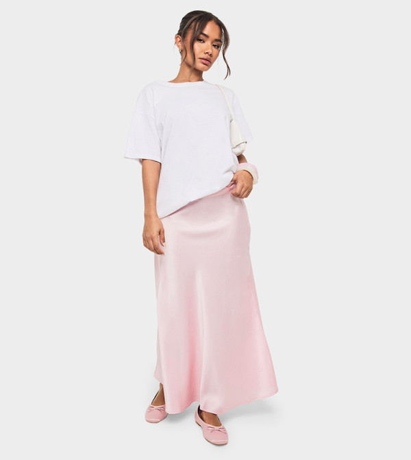 Satin High Waist Midaxi Skirt