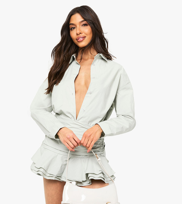 Solid Long Sleeves Oversized Shirt