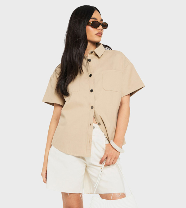 Twill Short Sleeves Casual Shirt