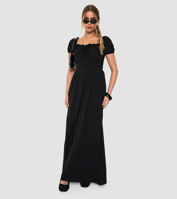 Cotton Puff Sleeves Milkmaid Dress
