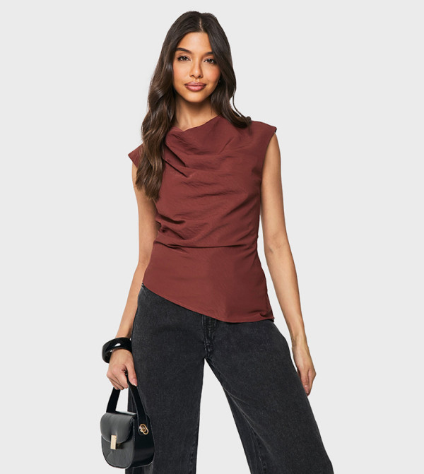Textured High Neck Top