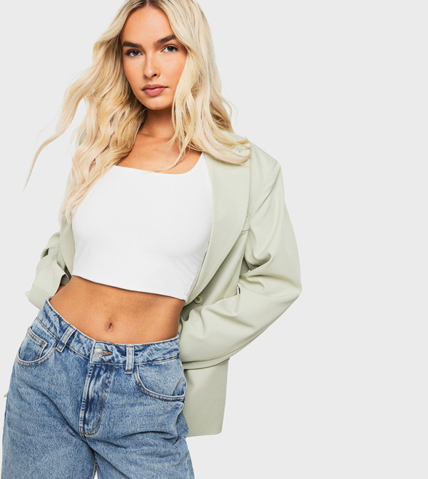 Double Layer Scoop Neck Strappy Crop Top