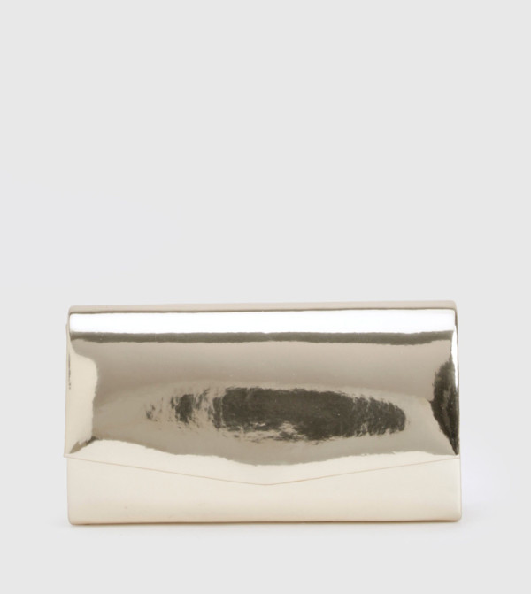 Structured Mirrored Clutch Bag with Sling