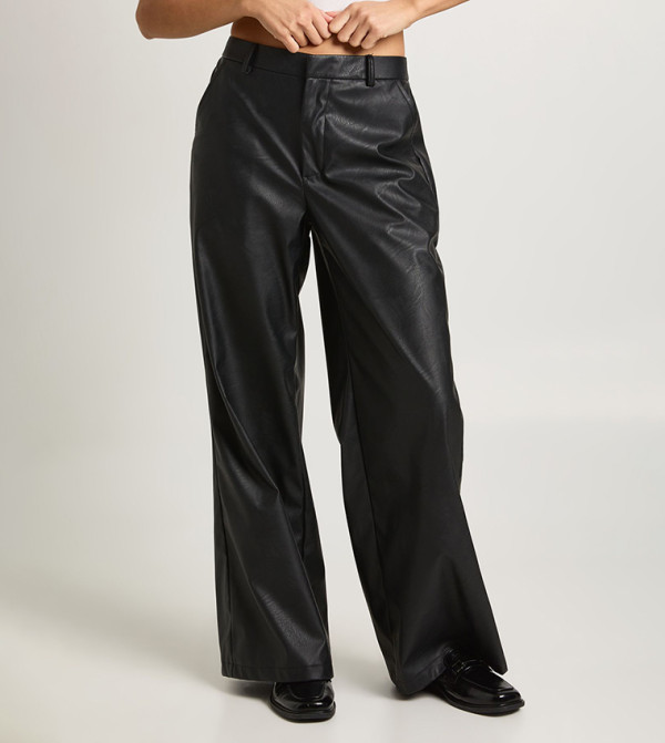 Faux Leather Wide Leg Trousers