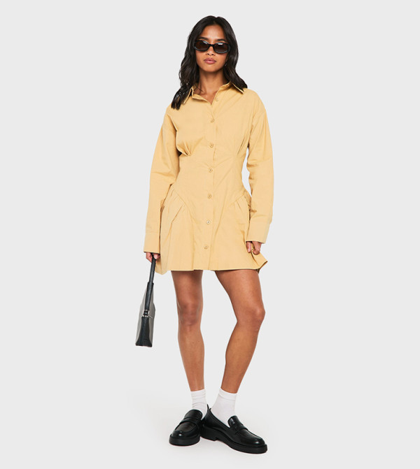 Petite Poplin Volume Hem Shirt Dress
