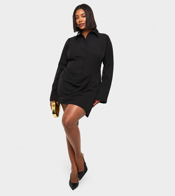 Curve Drape Front Mini Dress