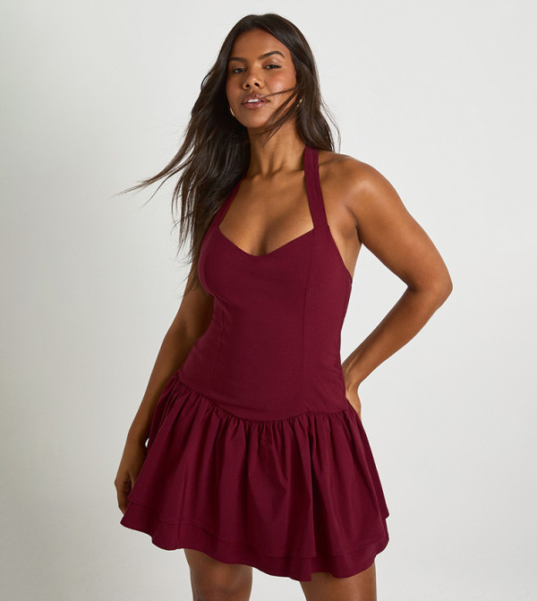 Halterneck Sweetheart Puffball Mini Dress