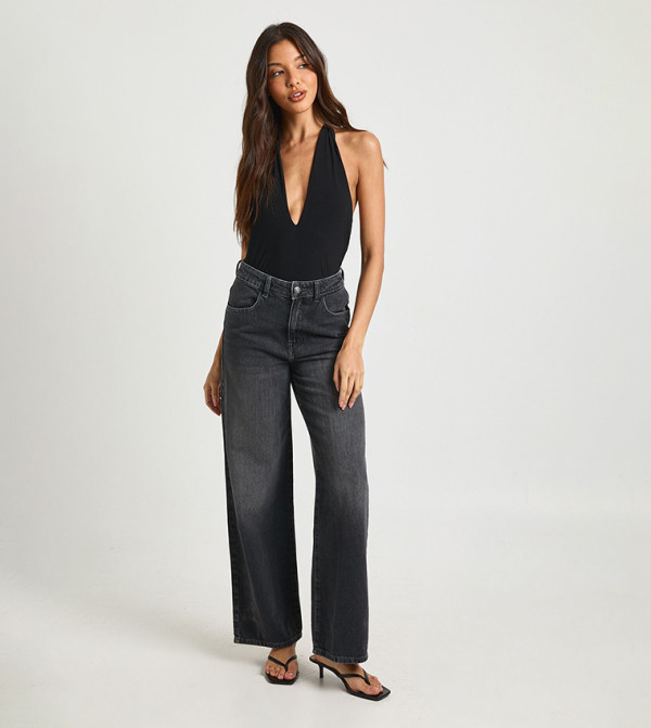 Faded High Waist Wide Leg Jeans