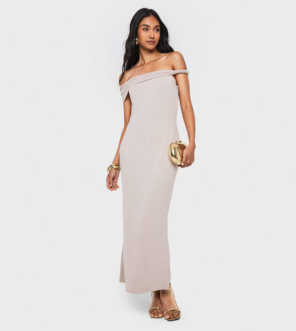 Twist Shoulder Detail Maxi Dress