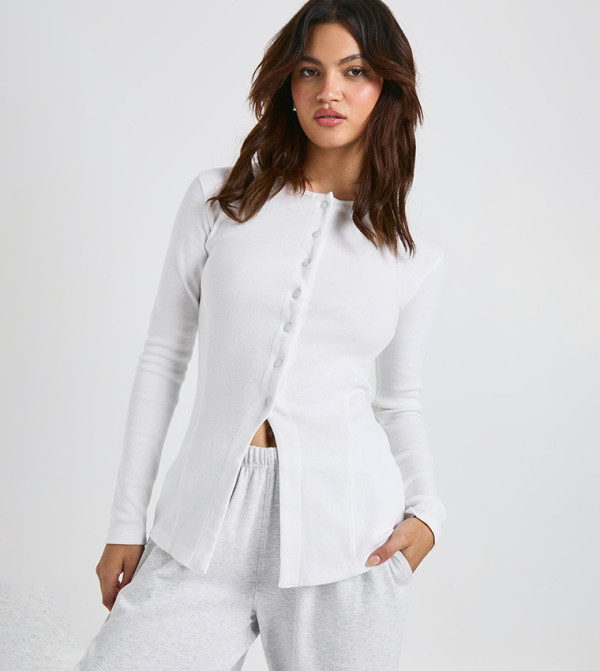 Ribbed Popper Front Top