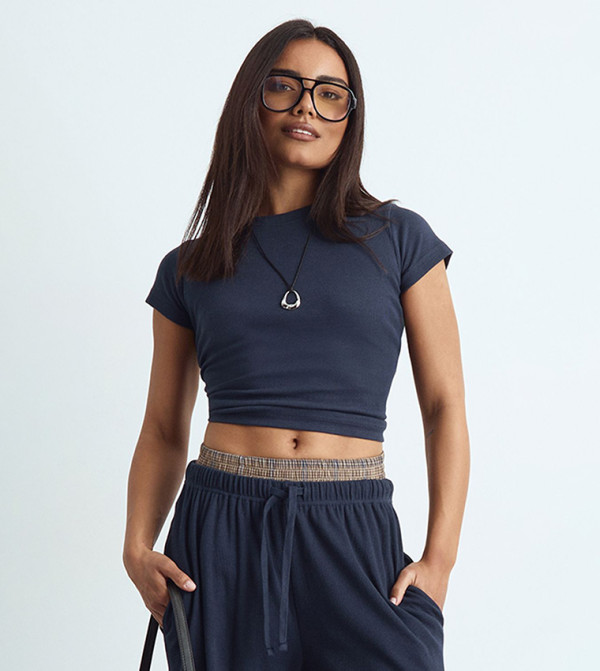 Ribbed Short Sleeves Crop Top