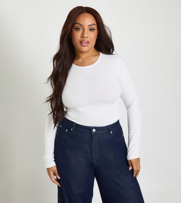 Curve Long Sleeves Crew Neck Bodysuit Top
