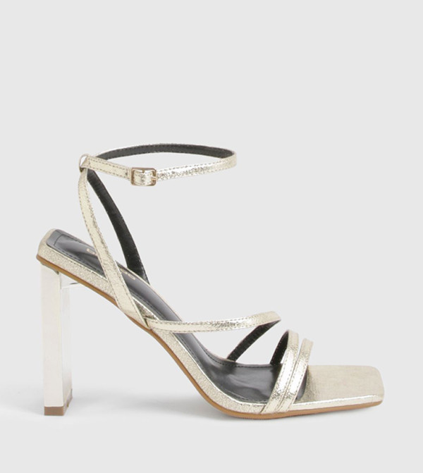Wide Fit Textured Strappy Statement Block Heel Sandals