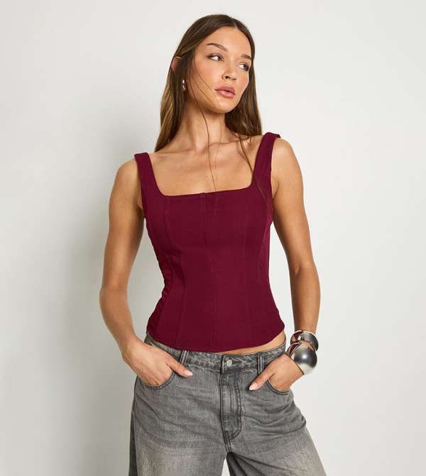 Structured Crepe Corset Sleeveless Top