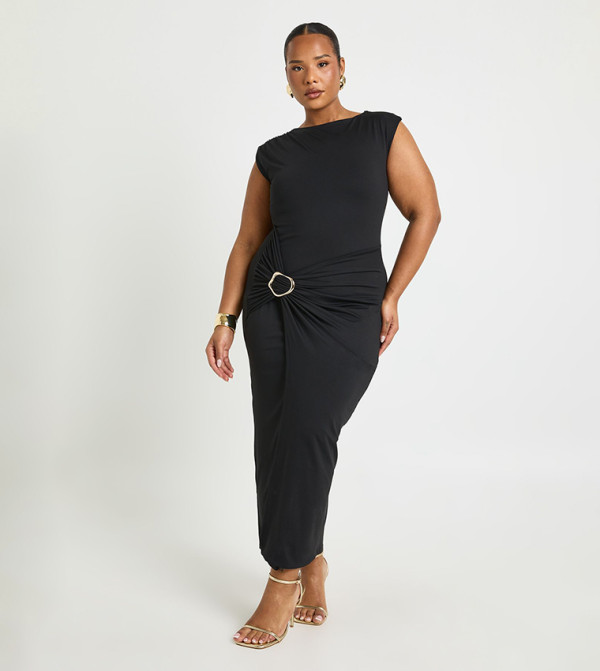 فستان ميداكسي لف بكشكشة للمقاسات الكبيرة 