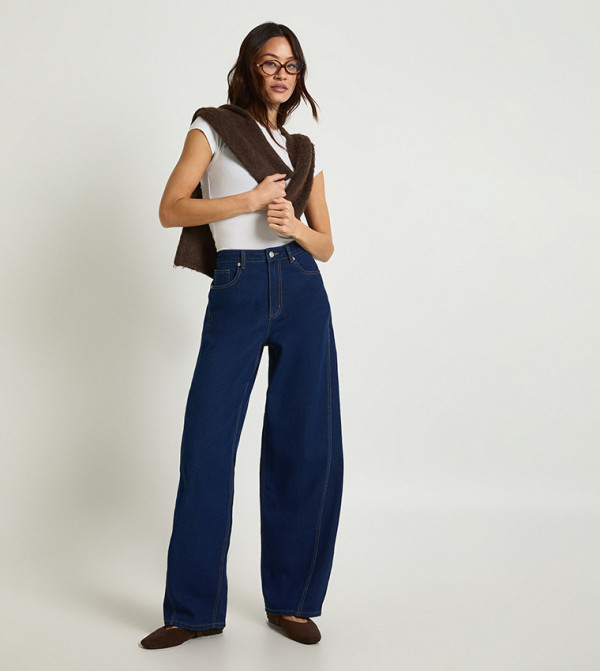 Tall Mid Waist Twisted Seam Barrel Fit Jeans