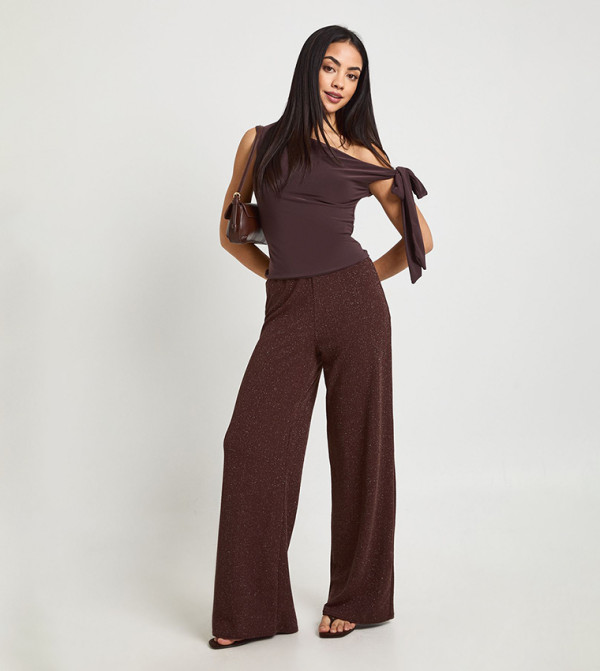 Glitter Ribbed Wide Leg Trousers