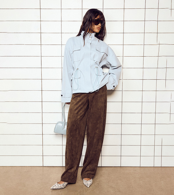 Faux Suede Wide Leg Trousers