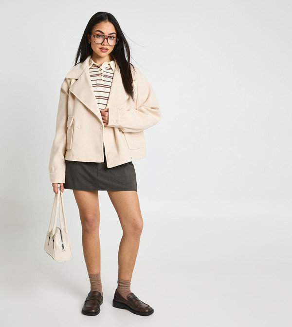 Wool Look Double Breasted Jacket