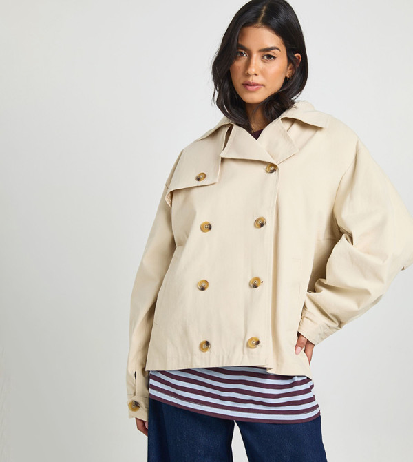 Balloon Sleeves Short Trench Coat
