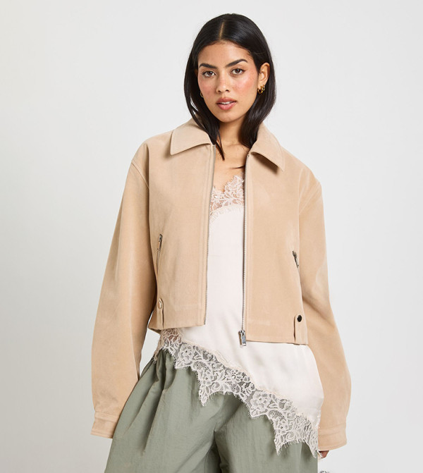 Suede Look Zip Jacket