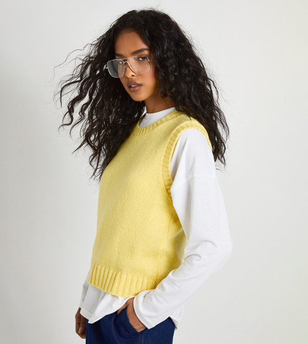 Soft Knit Crew Neck Sweater Vest