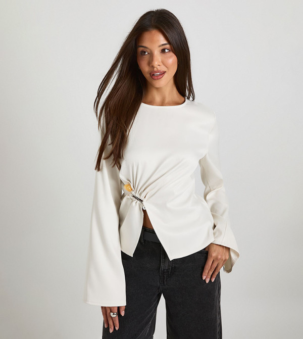 Flared Sleeves Trim Detail Top