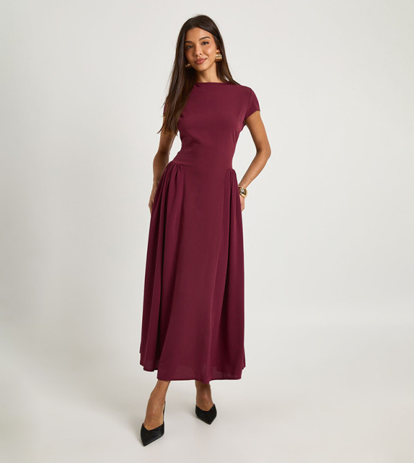 Textured Volume Skirt Midaxi Dress