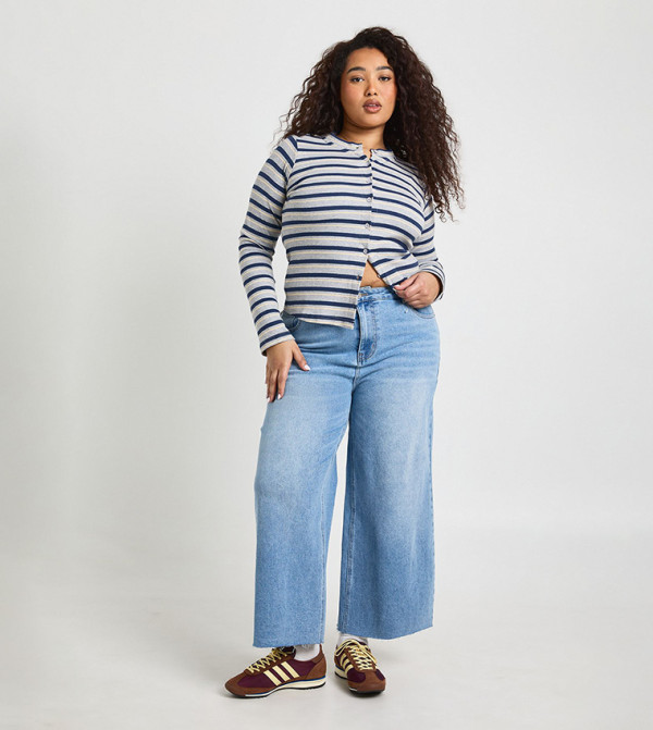 Curve High Waist Cropped Wide Leg Jeans