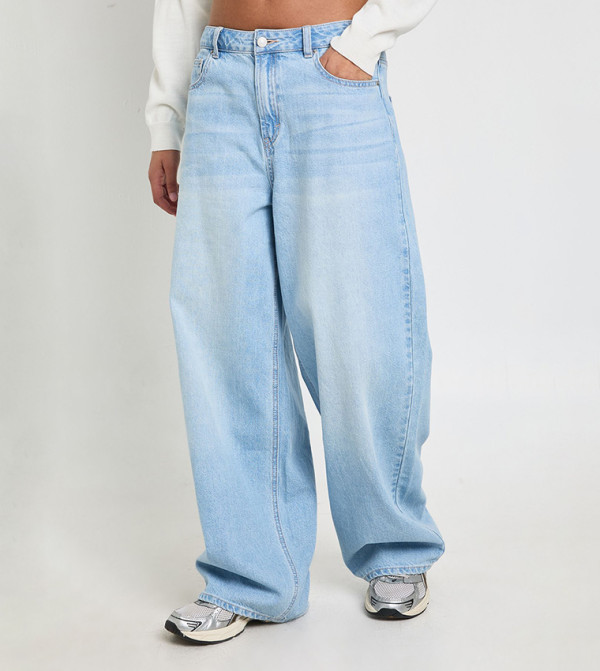 Cinched Waist Loose Fit Jeans